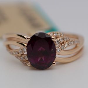 New EFFY 14k Rose Gold Rhodolite And Diamond Ring